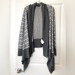 NWOT WOMENS BANANA REPUBLIC FLYAWAY LAYERED CARDIGAN GRAY PRINT - SZ SMALL